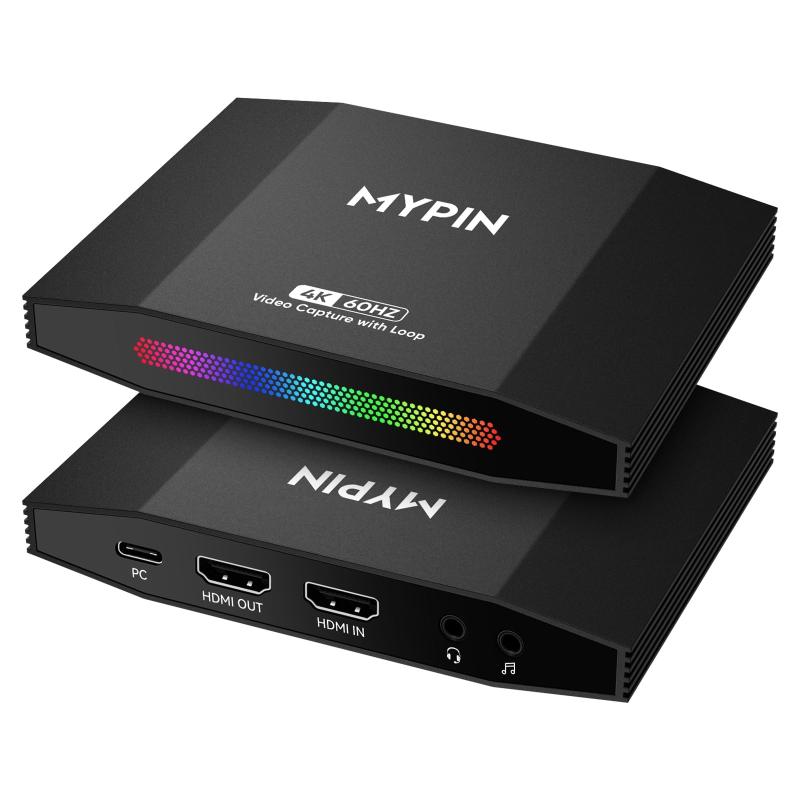 4K 60fps HDMIビデオゲームキャプチャとパススルーサポートHDR＆VRR,1080P 120fpsキャプチャゲームコンソールライブストリーミングと4Kビデオ録画用 MYPIN