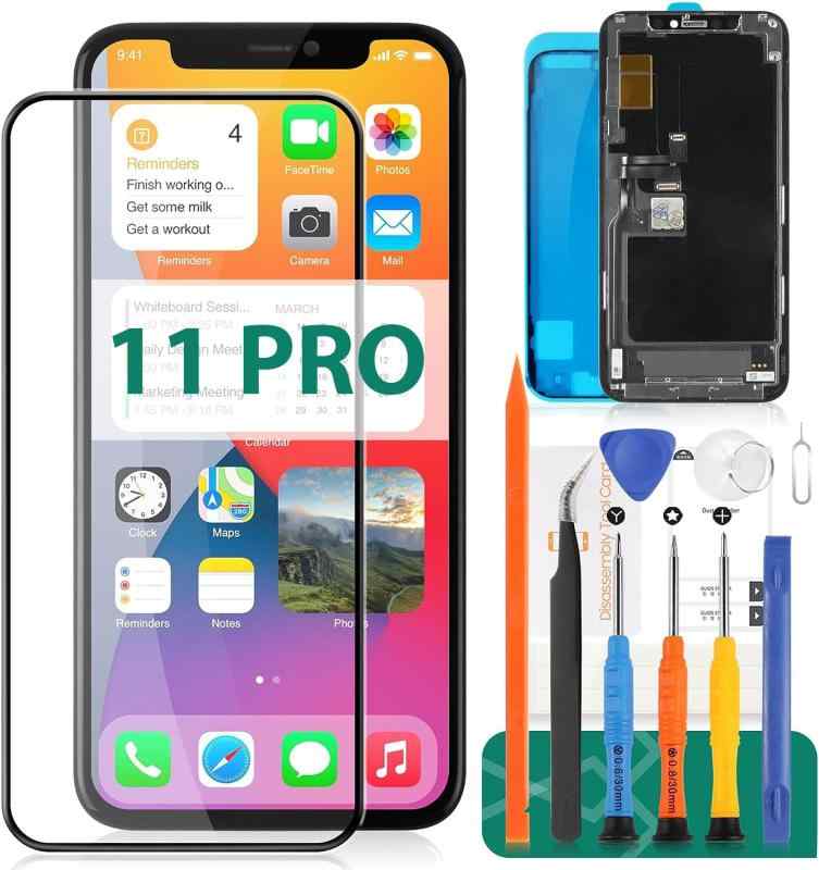 SRJTEK For iphone 11 Pro 液晶パネル 画面交換修理用 タッチパネルセット 5.8インチ A2215 A2160 A2217モデルに対応 LCDディスプレイタッチスクリーン デジタイザー 修理パーツ 工具付き｜LiLishop6