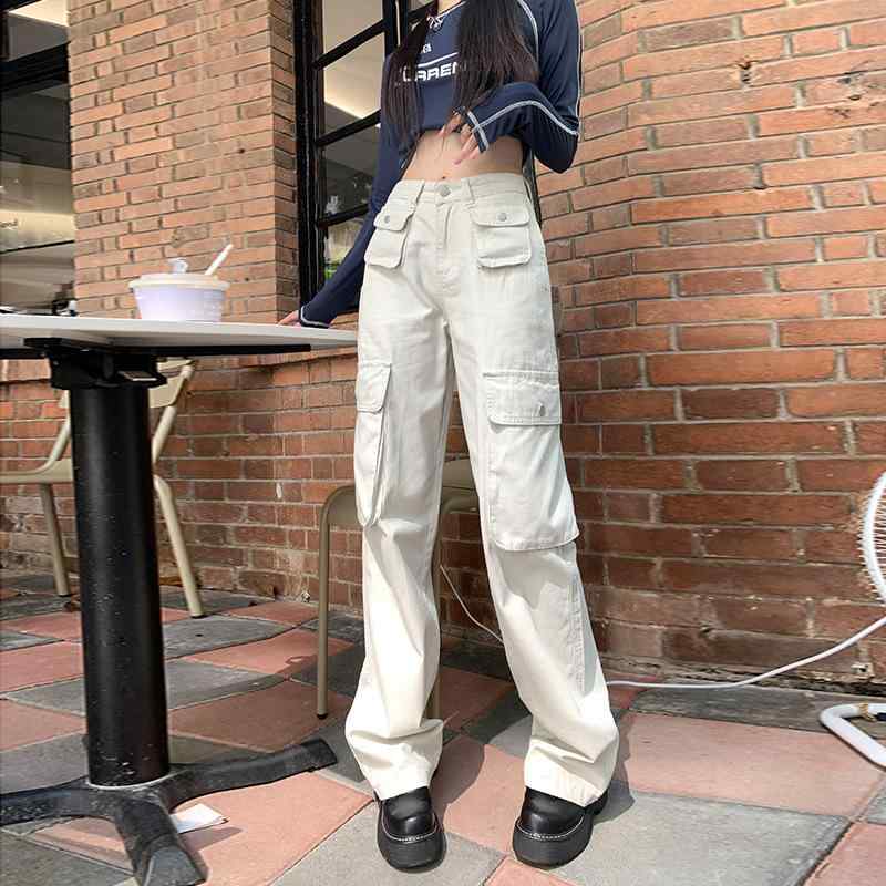 レディース ワイドパンツ コットン 素材 ハイウエスト ストレート シルエット 切り替え デザイン 多ポケット 街頭 スタイル ミッドウェイト ロング 丈 スリム 効果 ルーズ フィット 秋冬 ファッション 普段使い ライト ベージュ カラー 無弾性 加 5,763円