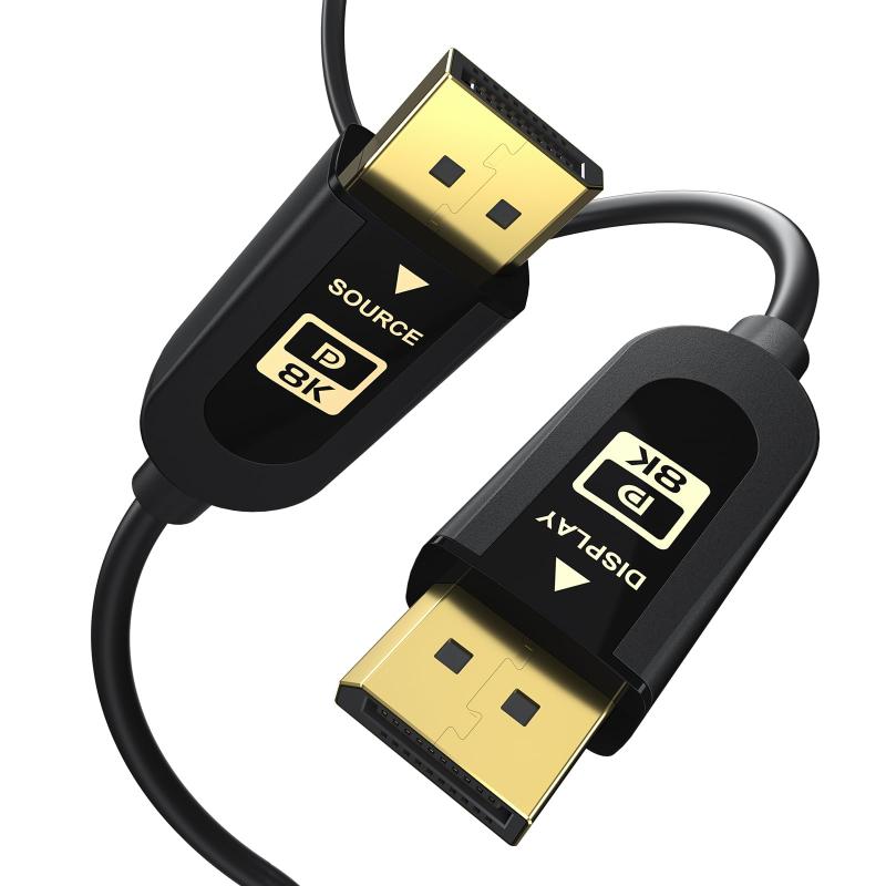 FIBBR認定ディスプレイポ-ト 2.1ケーブル、SuperSpeed DP2.140Gbpsビデオディスプレイポ-トケーブル、8K@60Hz、4K@165Hz、HDR、HDCP2.2、ARC DP to DPをサポートする、ゲーミングモニター用のDP