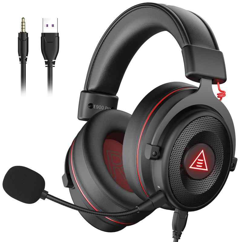 EKSA ゲーミングヘッドセット PS4/PS5/PC用ゲーミングヘッドホン 50mmドライバー 着脱式ノイズキャンセリングマイク付きヘッドフォン 7.1ch立体音響 有線 高遮音性イヤーカップオーバーイヤーヘ
