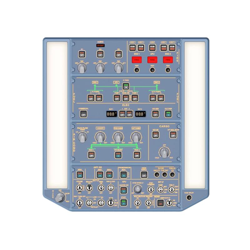 Wingflex製 A320オーバーヘッドパネル OVERHEAD PANEL エアバス 模擬操作パネル IRS・照明パネル搭載 PCフライトシム対応 プロ仕様のフライトシミュレーションを実現