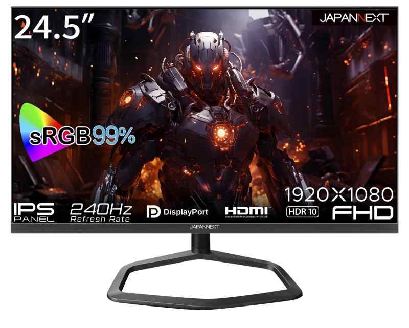 JAPANNEXT 24.5インチ ゲーミングモニター 240Hz 3ms フルHD 1920x1080解像度 IPS パネル ディスプレイ (HDMI/DisplayPort/VESA対応/高さ調節/回転(ピボット)機能/ブルーライトカット / 視野 21,053円