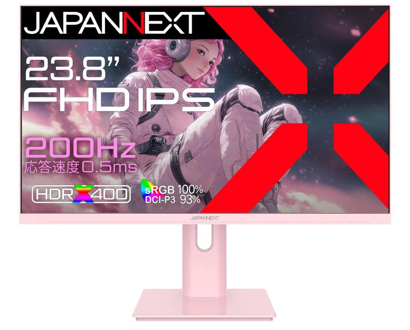 JAPANNEXT 23.8in ゲーミングモニター 200サイクル 0.5ms FHD 1920x1080解像力 IPS ダイアログボックス 見せびらかす (HDMI/DisplayPort/VESA相応う/高さ合わせる/回転させる(中枢)役立つこと/ブルーライトカット / 可視性