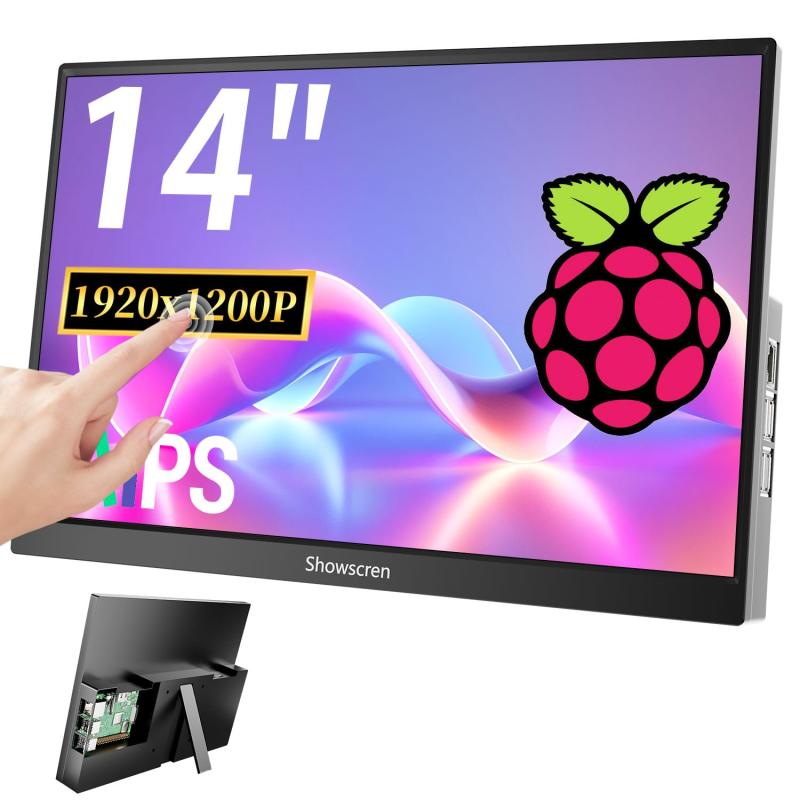 Raspberry Pi用14inタッチスクリーンモニター、IPS見せびらかす、FHD 1920x1200、60サイクル、内蔵金棒引き、HDMI USB-C相応う携帯型管する（万覚え帳マイコン、Switch、なおなお書き4/5相応う）