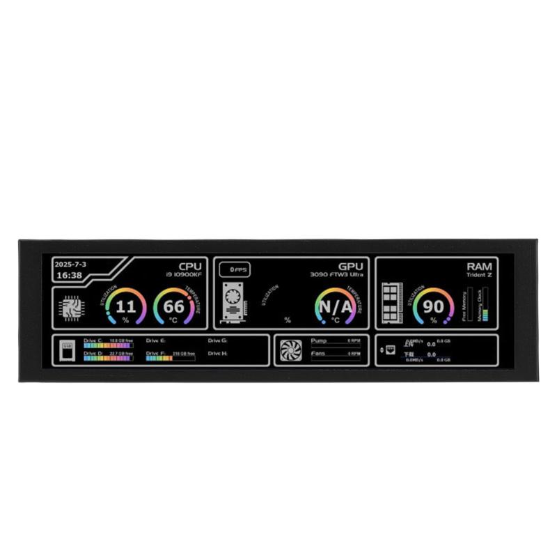 Acogedor 8.8 インチ PC 温度表示パネル、FHD LCD スクリーン 1920x480 解像度 178 度の広視野角 CPU GPU RAM モニタリング|LiLishop6
