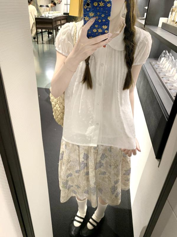 スカート 女性用 半身スカート フレアスカート プリーツスカート 中丈 花柄プリント コットンリネン 接触冷感 微弾性 春夏 かわいい フレッシュ キャンパス風 通勤 普段使い 軽量 通気性 ピンク系 アイボリー ブラック