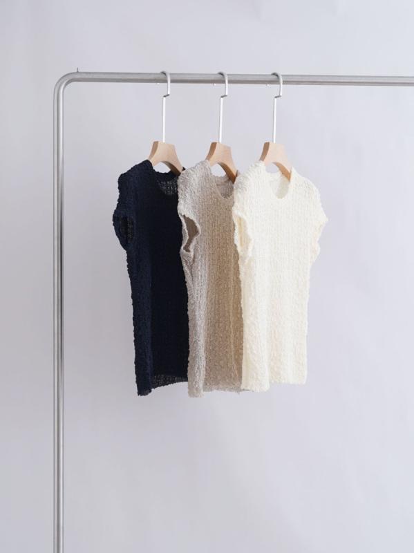 Tシャツ 女性用 短袖 桑蚕絲 接触冷感 伸縮性 泡泡袖 プリーツ加工 切り替え 丸首 ストレート シンプル カジュアル 日常使い ライトグレー ブラック アイボリー 春夏 トップス｜LiLishop6
