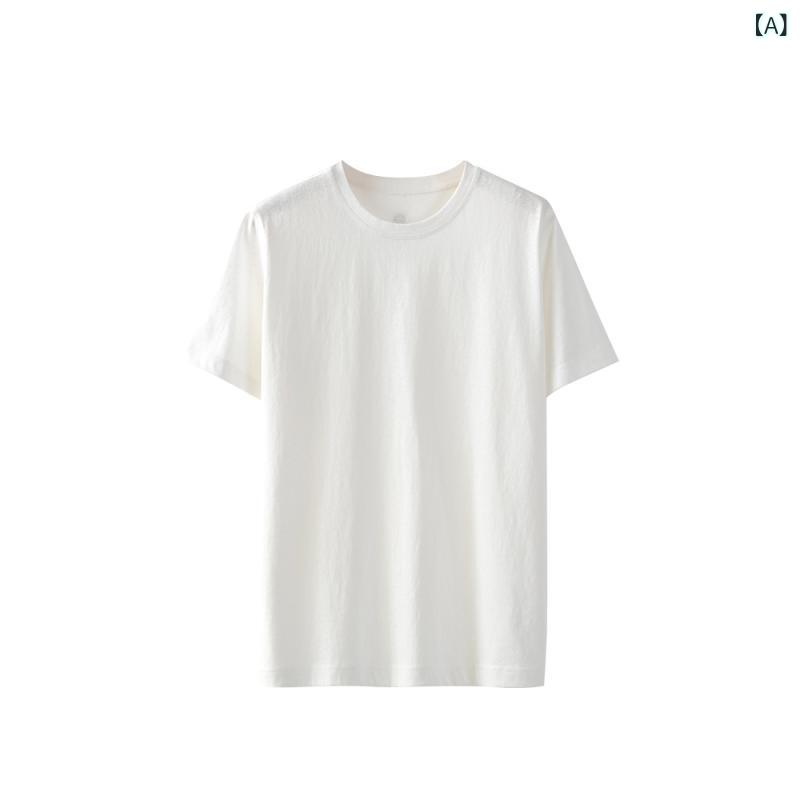 Tシャツ 女性用 春夏 軽量 綿 ポリエステル 混紡 接触冷感 吸湿速乾 柔らかい 純色 シンプル 雪花コットン 丸首 短袖 ゆったりシルエット スリム効果 通勤 普段使い 部屋着 白 グレー 黒 紫 ピンク 黄 ブルー グリーン