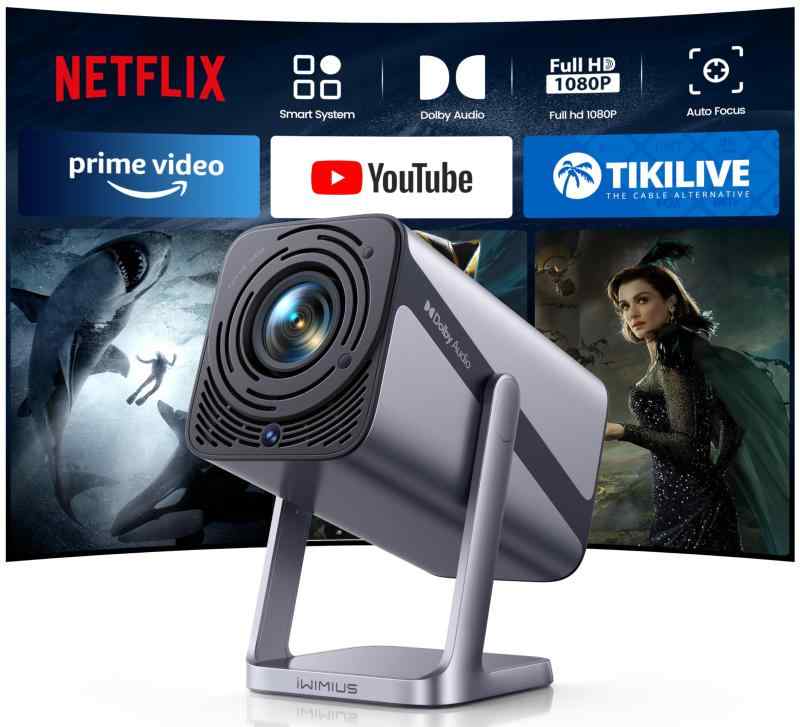 プロジェクター 家庭用 【Netflix&DoIby&4K対応】750ASNI 高輝度【自動フォーカス&自動台形補正】ポータブルプロジェクター内蔵 Netflix/YouTube/PrimeVideo WiFi6 双方向Bluetooth|LiLishop6