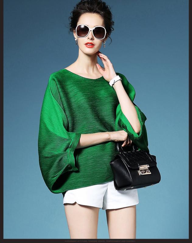 ティーシャツ レディース 夏 春夏 コウモリ傘袖 プレーツ 短袖 トップス 衣裳風 広広とした影ぼうし ルーズフィット 人付き合い冷感 ポリエステル 生まれ変わり衣料繊維 吸湿速乾 通い用 普段使い走り 御部屋着 精神状態 韓国表現スタイル 黒いこと 緑であること 薄墨色 赤いこと サクラ色 青碧