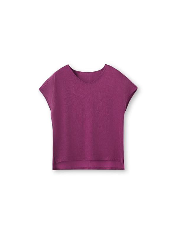 Vネック Tシャツ 女性用 夏 トップス 接触冷感 再生繊維 砂洗加工 ゆったりシルエット 中長丈 無袖 深灰 紫赤 ブラック グレーグリーン かわいい ゆったり 吸湿速乾 軽量 通勤 普段使い 部屋着 ユニセックス コットン混 シンプル スタイリッシュ