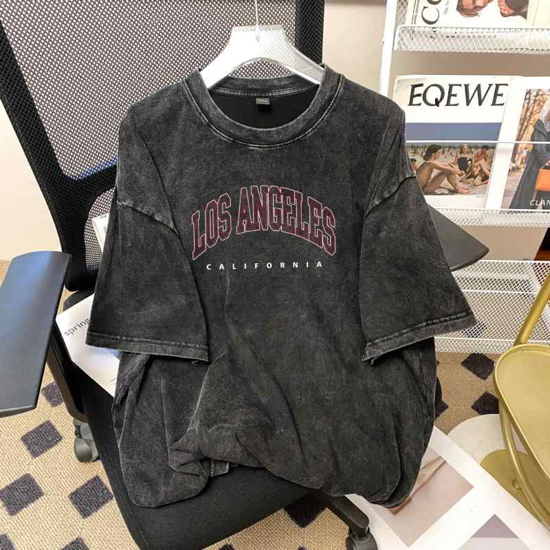 Tシャツ メンズ 綿 素材 接触冷感 水洗ブラック 短袖 ルーズフィット 中長丈 ラウンドネック 3Dプリント かわいい スタイル 吸湿速乾 軽量 通勤 普段使い 春夏 秋