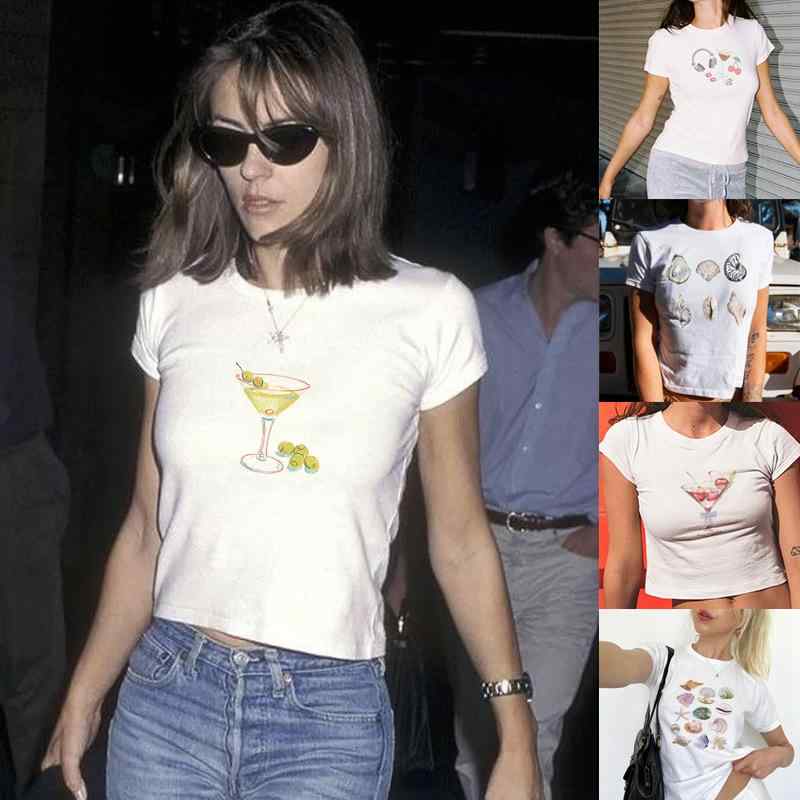 Tシャツ 女性用 春夏 短袖 トップス 丸首 修身 綿混 ポリエステル インパクトプリント ストリートスタイル Y2K 個性 欧米風 街頭カジュアル 吸湿速乾 軽量 切り替えデザイン ブラック ピンク系 アイボリー 普段使い アウトドア
