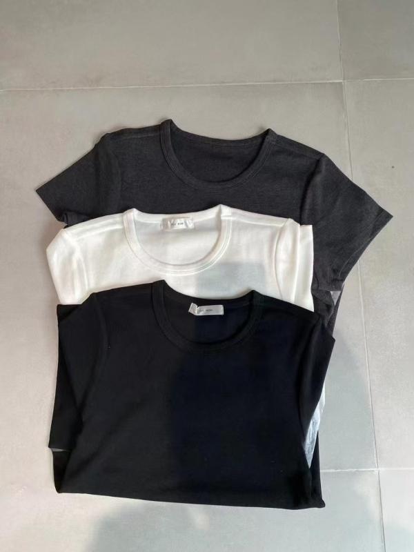 Tシャツ レディース 短袖 丸首 綿 伸縮性 吸湿速乾 接触冷感 グレー ホワイト ブラック ゆったりシルエット 日常使い 春夏 秋冬 通勤 カジュアル