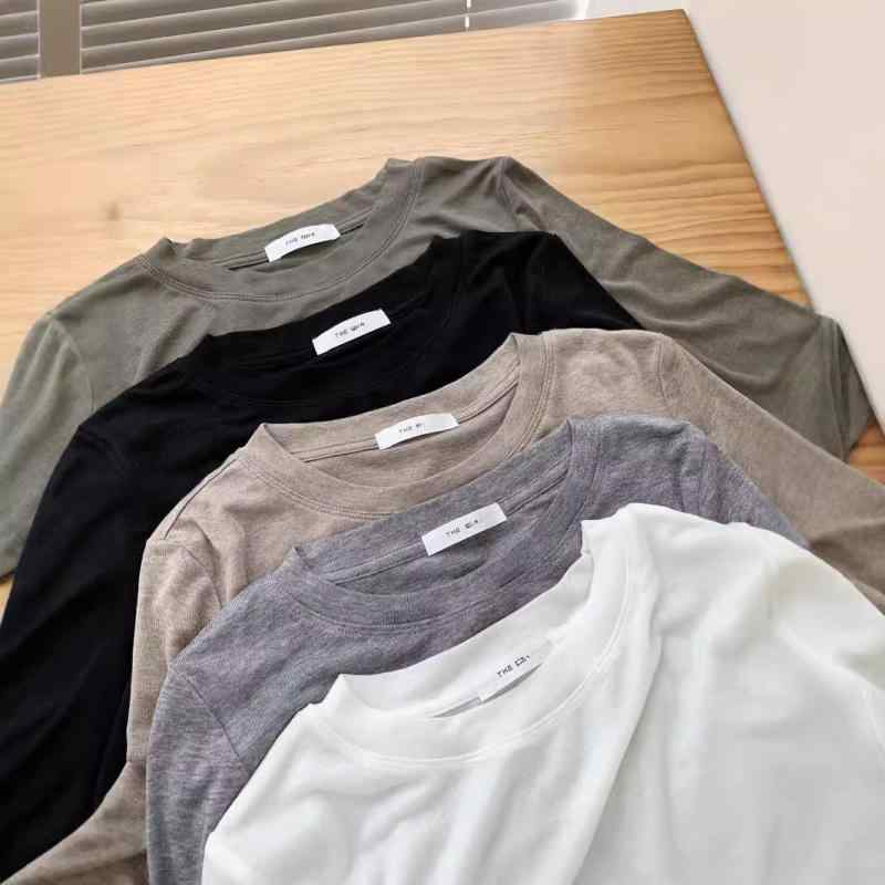 Tシャツ メンズ レディース 修身型 短袖 無領 セットインスリーブ 天竺素材 レイヨン 羊毛 混紡 柔軟 透視 デザイン 気質 通勤 スタイル 都市 風 ライト レイヤリング インナー ユニセックス 白色 グレー ベージュ ブラック 夏 春夏 吸湿速乾