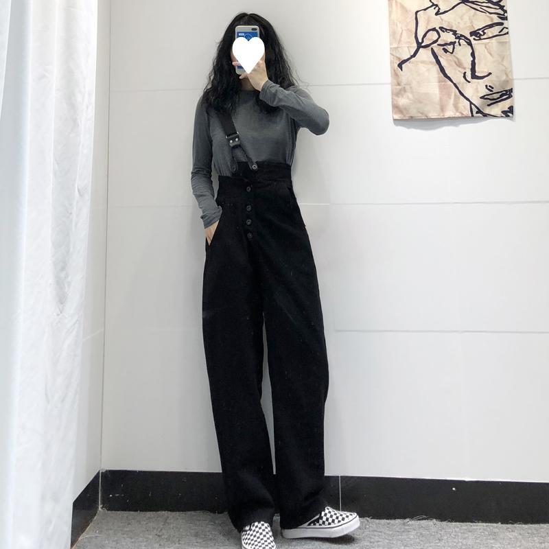 デニムパンツ 女性用 韓国風 ゆったり 春夏 着脱式 ツーウェイ ワイドレッグ 低腰 直筒 ロング丈 黒 コットン ポリエステル 切り替え 洗い加工 ストリート カジュアル 普段使い 通勤 軽量 吸湿速乾 個性派 トレンド