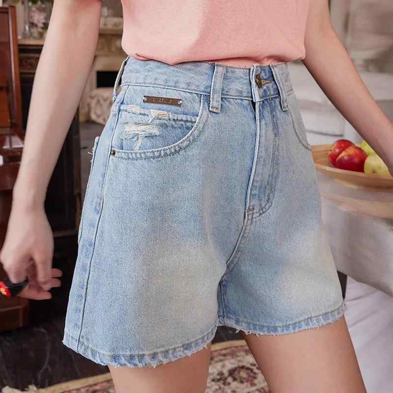牛仔ショートパンツ 女性用 春夏 高腰 デニム 綿混 ポリエステル 軽量 中厚 ワイドレッグ ストレート スリムフィット 淡いブルー 軽いカジュアル 膝上丈 快適 リラックス 普段使い 通勤 微フラット 無弾力 アイボリー アイスブルー ストレッチなし