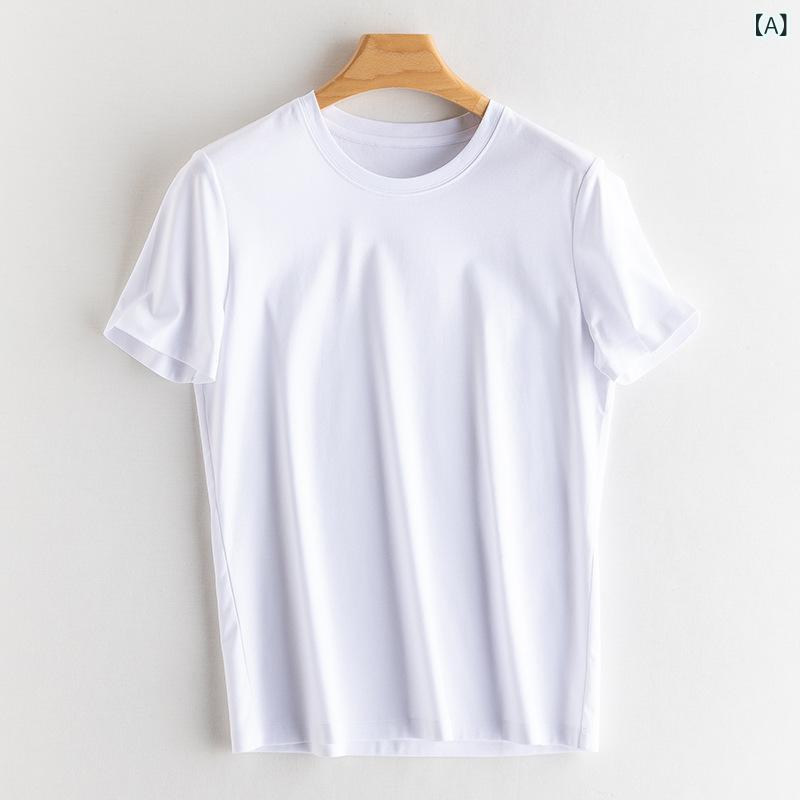 Tシャツ 女性用 春夏 かわいい 短袖 トップス 桑蚕? 接触冷感 透気性 軽量 伸縮性 純色 Vネック 丸襟 ゆったりシルエット 立体裁剪 気質 通勤用 普段使い 百搭 カジュアル 白色 グレー 赤 ブラック ブルー イエロー グリーン ピンク アイボ