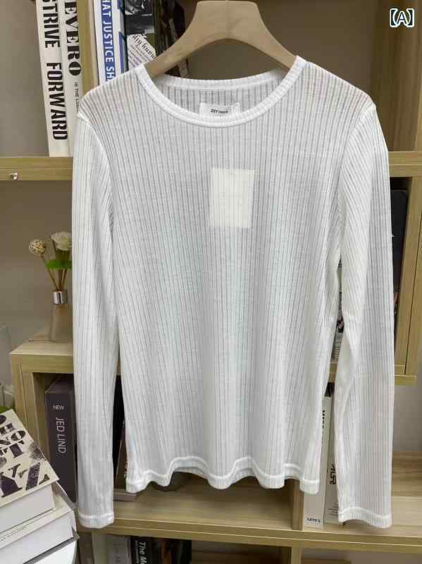 Tシャツ 女性用 長袖 丸首 コットン トップス ルーズフィット 日常使い 快適 接触冷感 無地 白色 ベージュ ピンク グリーン グレー ブラック 韓国風 ゆったりシルエット レイヤード インナー 春夏