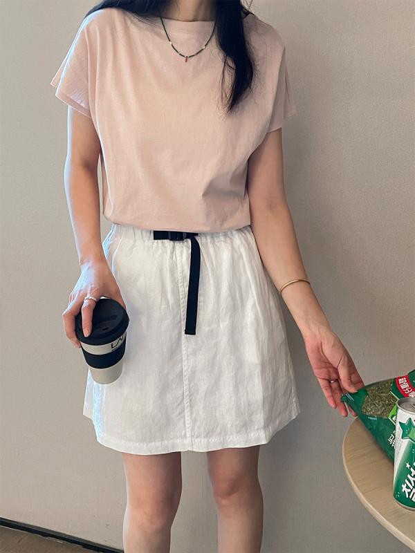 半身スカート レディース 女性用 麻 100% 純色 短め 膝上丈 防走光 ステップスカート 切り替えデザイン 軽量 通気性 吸湿性 夏 春夏 アイボリー ホワイト ブルー デニム調 ブラック ダークカラー カジュアル 普段使い 日韓スタイル ビッグシル