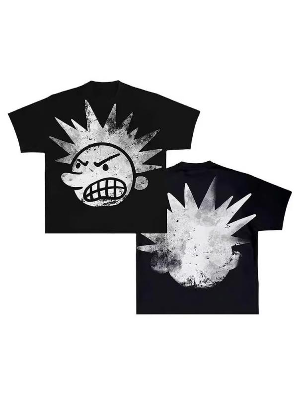 Tシャツ メンズ レディース Y2K ヒップホップ ゴシック かわいい ユニセックス トップス コットン 100パーセント 短袖 ルーズフィット 夏 春夏 吸湿速乾 透気性 日常使い ストリートファッション プリント柄 漫画アニメ柄 黒 白 カジュアル