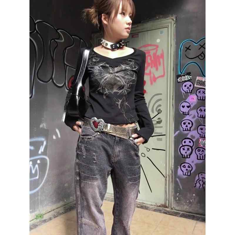 Tシャツ 女性用 長袖 Vネック ブラック 修身型 フィット スリムライン 短丈 トップス かわいい 学院風 秋 秋冬 ポリエステル 吸湿速乾 軽量 通勤 普段使い カジュアル