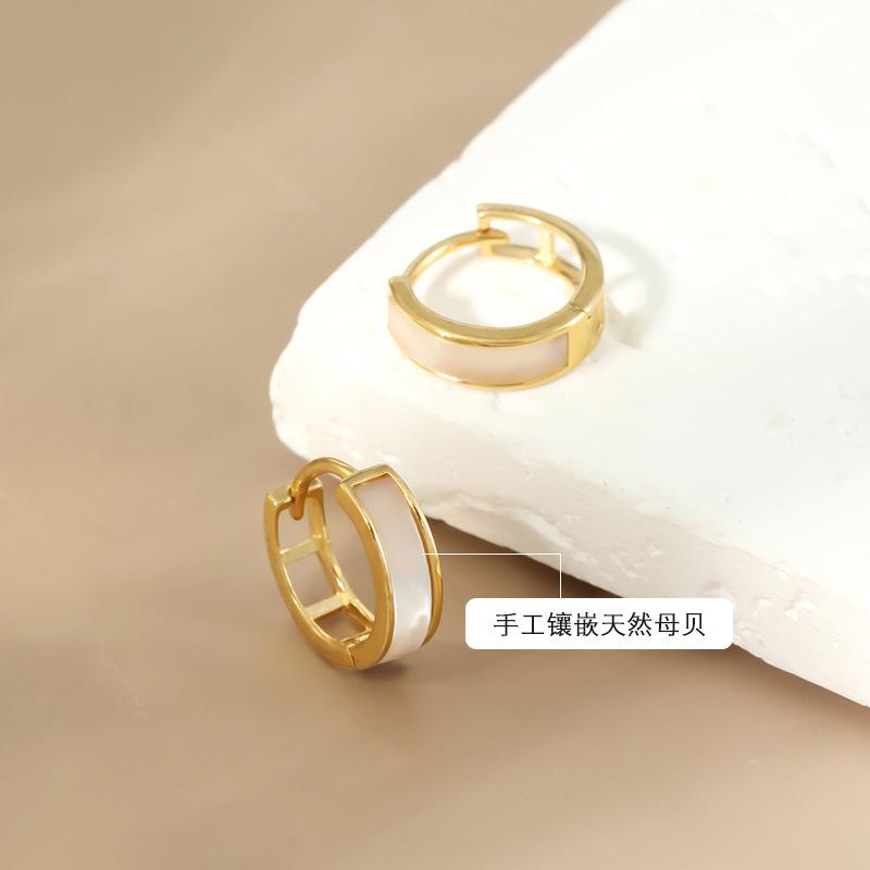 耳飾 女性用 925銀 母貝 耳環 インスパイア デザイン 幾何形 シンプル 春夏 ファッション 軽量 通勤用 自然モチーフ シルバー ゴールド 赤瑪瑙 アクセサリー かわいい 軽奢 ベーシック 日常使い