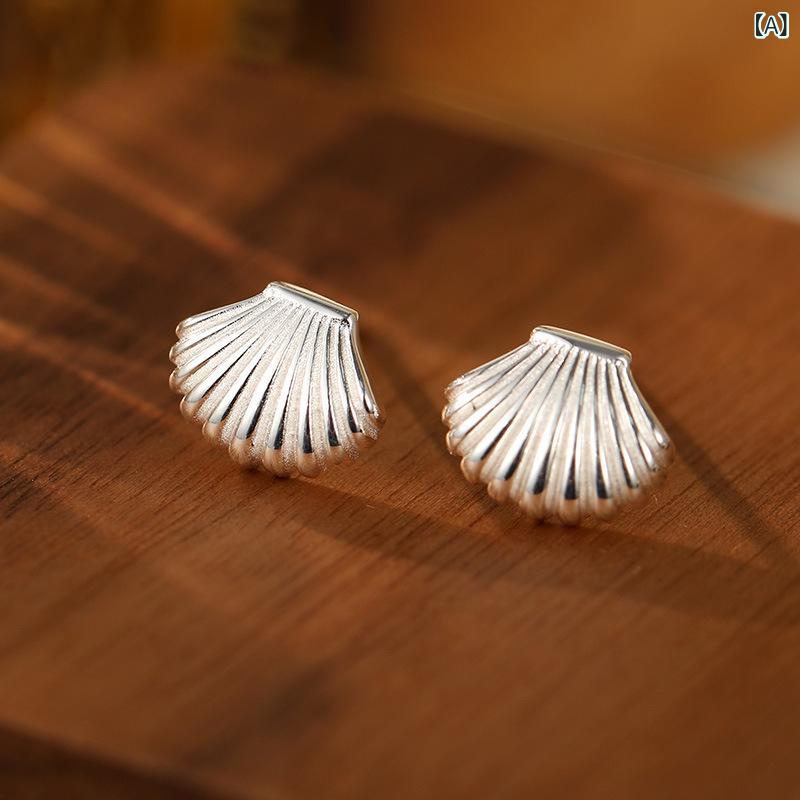 耳飾 女性用 銀 ベビーシェル 耳ピアス 韓国風 かわいい ファッション アクセサリー トレンド 925シルバー クリア スイート 春夏 軽量 日常使い シンプル デザイン