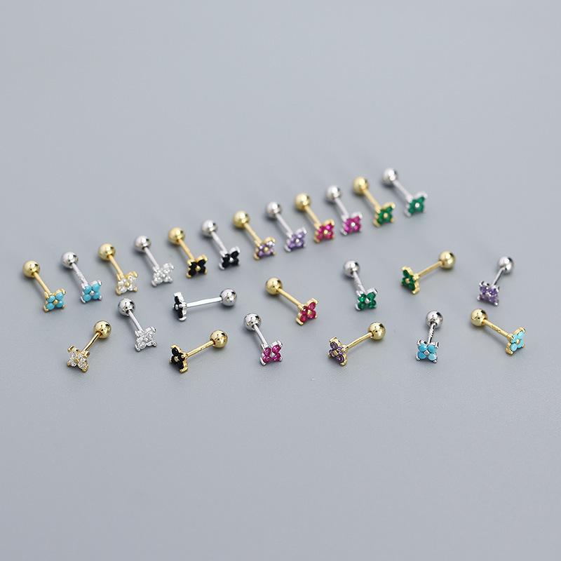 ピアス イヤーカフ 女性用 花モチーフ ジルコニア 925シルバー シンプル ファッション 通勤 春夏 ホワイトゴールド ゴールド グリーン ブラック 紫 赤 ブルー 植物柄 耳飾り 重ね付け 軽量 華奢 日常使い 4,654円