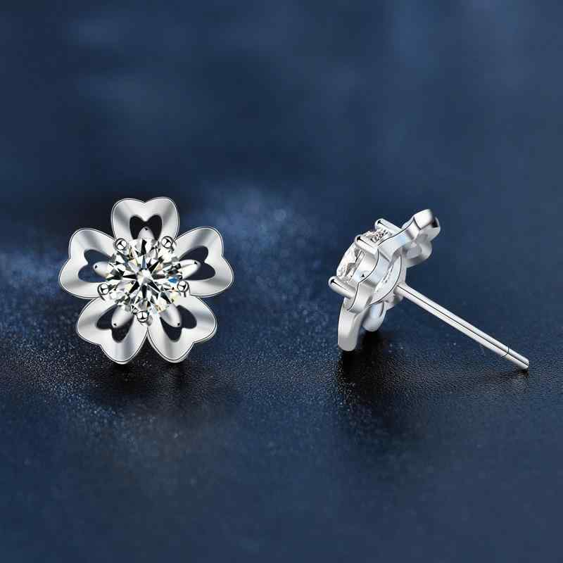 イヤリング 女性用 夏 花モチーフ モサン石 925シルバー 刺突き針 花びら デザイン 軽量 ファッション 通勤 かわいい 気品 植物モチーフ アクセサリー ジュエリー
