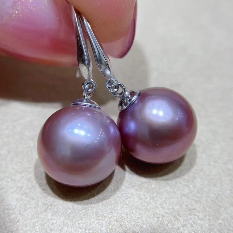 イヤリング 女性用 天然淡水パール 大粒紫色 正円 強光 9-12mm シンプル 耳掛け アクセサリー ジュエリー ファッション 普段使い ギフト 軽量 輝き クラシック 基礎 スタイル|LiLishop6