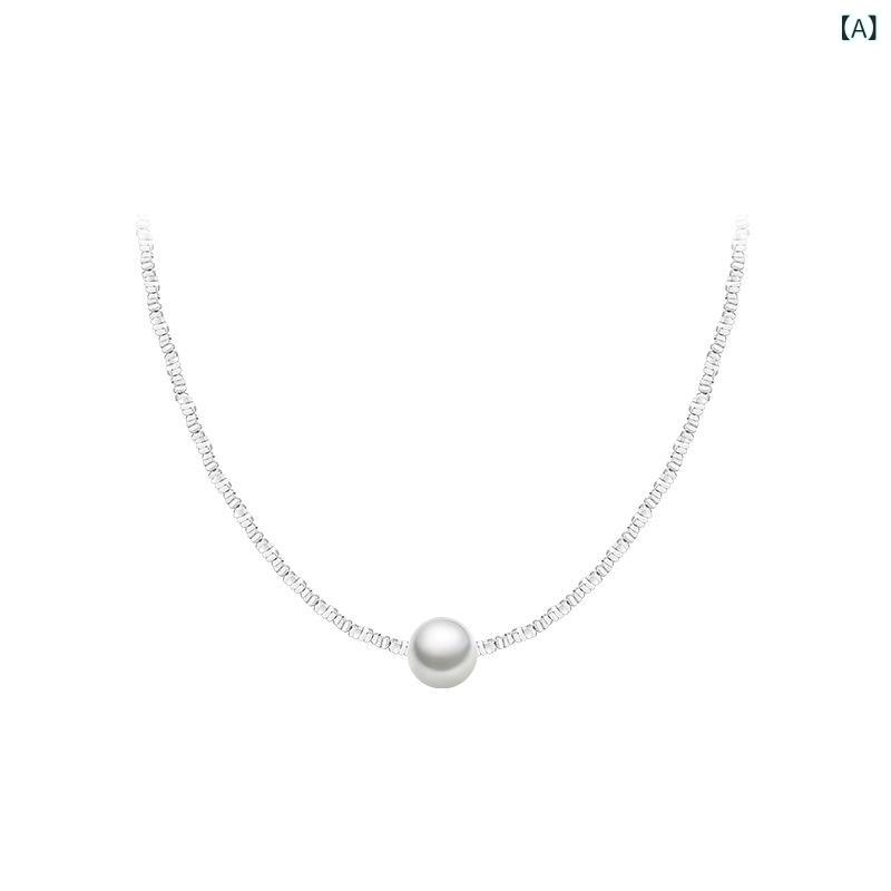 ネックレス 女性用 925シルバー 淡水パール フラグメント シルバー チェーン 軽量 幾何学デザイン 鎖骨チェーン 個性派 アクセサリー シルバーチェーン アクセントジュエリー
