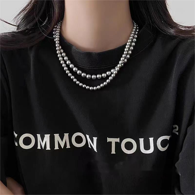 ネックレス 女性用 夏 軽奢風 高級感 鎖骨チェーン ファッション 通勤用 光沢 シルバー 925純銀 グレー 真珠 ホワイト 真珠 プラチナカラー ゴールドカラー 自然 ジュエリー アクセサリー シンプル デザイン 調整可能 チェーン
