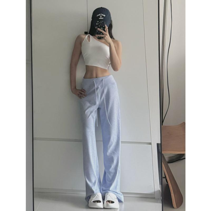 レディース ヨガパンツ 高腰 ワイドレッグ ロング丈 ストレート 脚長効果 運動 フィットネス 柔らか素材 ゆったり 日常使い 軽量 伸縮性 吸湿速乾 接触冷感 浅ブルー ライトピンク ホワイトグレー ベージュ ダークグレー ブラック