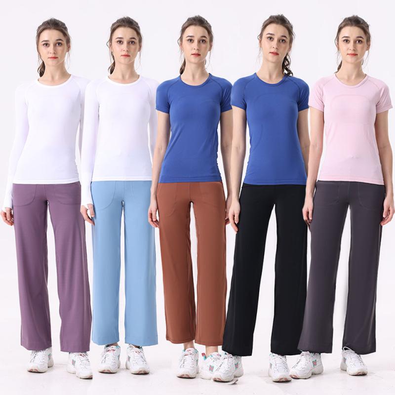 レディース ワイドレッグ ヨガパンツ 女性用 フィットネス ロングパンツ ヒップアップ 弾力 運動 フラワーレッグ ハイウエスト 吸湿速乾 伸縮性 ニット 春 ブラック グレー ネイビー ブルー パープル ブラウン ランニング ランニングウェア カジュア