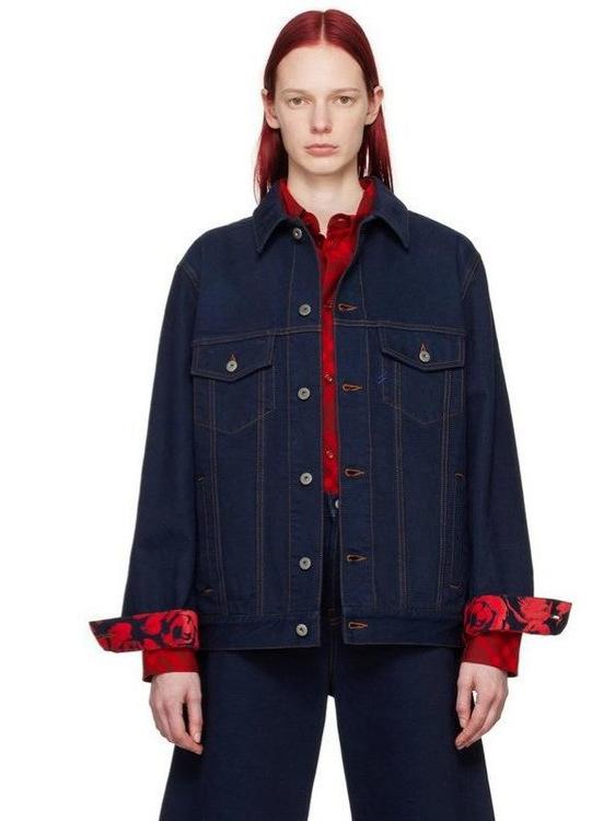 牛仔ジャケット レディース 長袖 シングルブレスト ローズフラワー デザイン モダン 港風 復古 スタイル コットン 素材 デニムブルー ワイドシルエット ルーズフィット カジュアル 普段使い 春夏 軽量 伸縮性 吸湿速乾 通勤 デート トップス コーデ