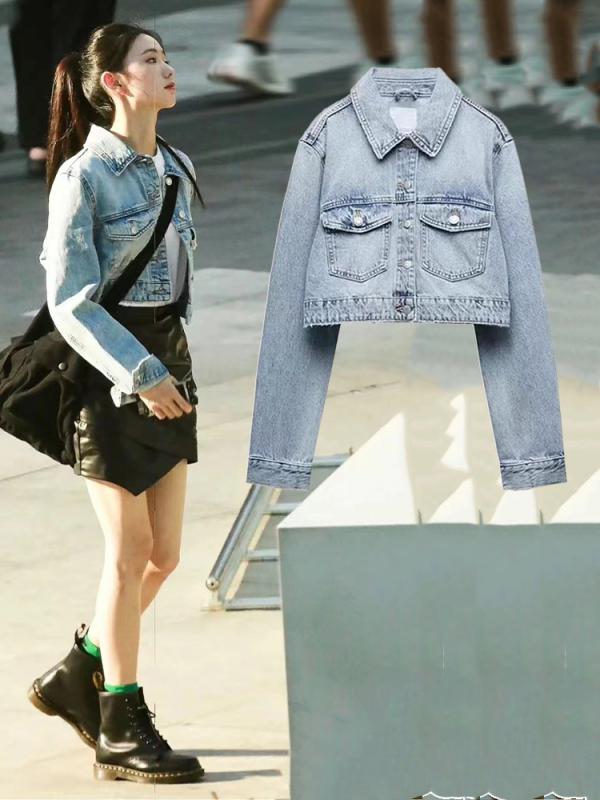 牛仔ジャケット 女性用 セット トップス デニム 素材 長袖 短丈 翻領 春秋 秋冬 工装風 ストリートスタイル 快適 デニム スカート 黒 ミディ丈 半裙 スタイル 普段使い コーディネート セットアップ 軽量 伸縮性 デニム生地 欧米風 トレンド カ