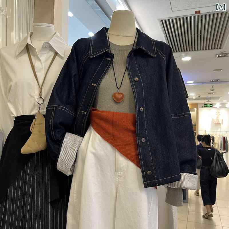 厚地の外套 レディース ジーンズ 上衣 時間 秋冬 通い 普段使い走り 綿 原料品 深藍色 長袖 ポロ色合い 広広とした影ぼうし A伝達ルート ルーズフィット シングル乳ぶさ 免燻処理 都市表現スタイル 人となり 心地好い 真っただ中厚 真っただ中丈 軽さ 伸縮性 吸湿速乾 切 コート・ジャケット-レディースファッション