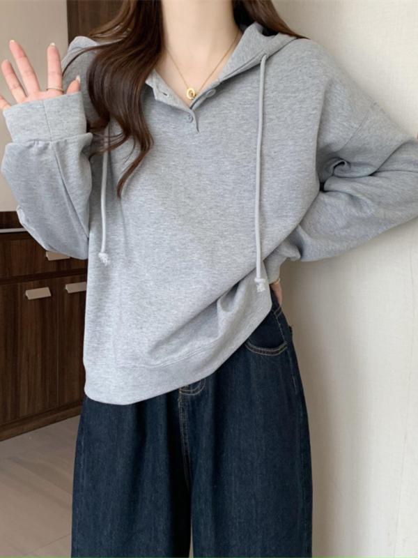 パーカー レディース 春秋 薄手 ゆったり 韓国風 学生向け コーデしやすい 長袖 フード付き トップス コート グレー ブラウン ピンク ネイビー 雪ニール ストレッチ 素材 ポロ 襟 普通 丈 私服 スタイル