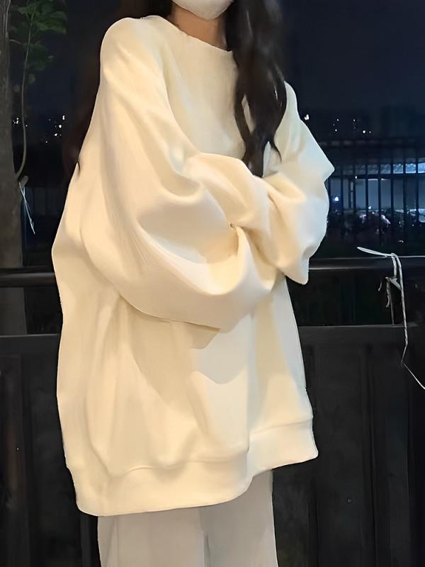 レディース スウェット トップス 丸首 長袖 ワイドシルエット ゆったり ルーズ 薄手 アウター 春夏 秋 秋冬 日韓 カジュアル スタイル ポリエステル 素材 ベージュ ホワイト ブラック グレー ライトブルー ピンク 接触冷感 吸湿速乾 軽量 伸縮性