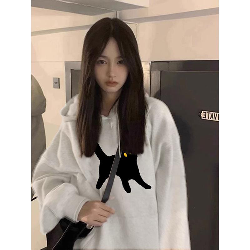 レディース フーディ コットン 長袖 コットン混 綿素材 春夏 秋冬 暖か 加厚 ゆったり ルーズフィット ミドル丈 フード付き 3Dプリント 立体柄 プリント加工 学院風 かわいい 甘め クリーン スタイル 単品 トップス スウェット フリース セータ