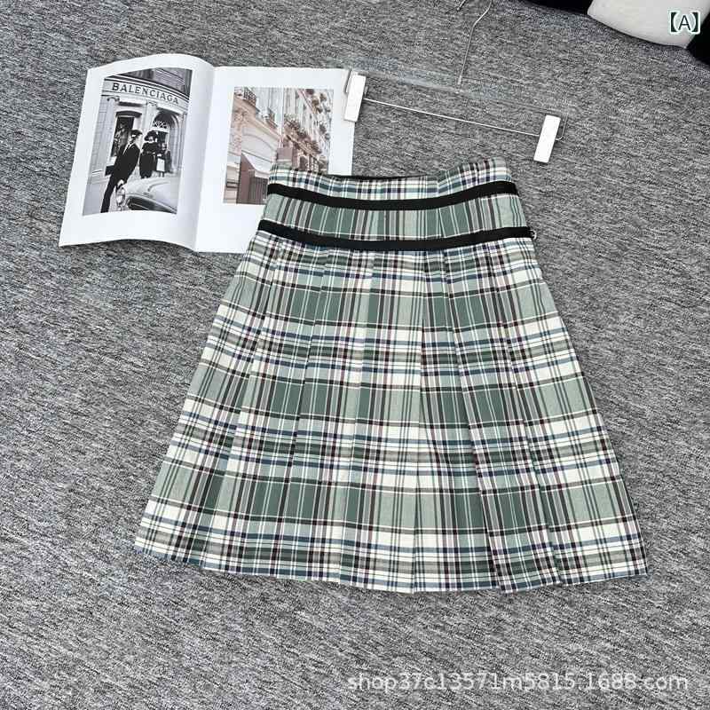 半身スカート 女性用 春夏 学院風 胡桃挟み人形 プリーツ チェック柄 Aライン 短丈 ハイウエスト グリーン 緑 格子柄 撞色 デザイン ?綿 ポリエステル 再生繊維 微弾力 軽量 伸縮性 清新 甘め かわいい プリント加工 フレッシュ キャンパススタ 8,778円