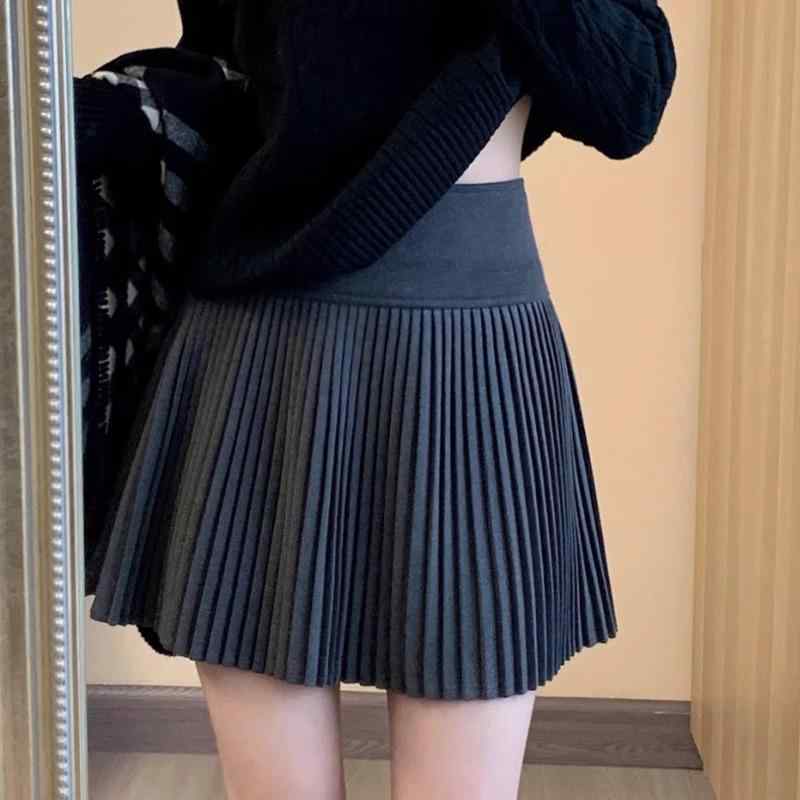 スカート 女性用 春夏 灰色 黒 半身スカート 百褶スカート Aライン 短丈 高腰 防走光 復古 韓国風 学院風 清新 甘め ウール調 ポリエステル 微弾性 軽量 スリムライン 普段使い 通勤 かわいい 切り替え ジッパー ハイウエスト ビッグサイズ プ