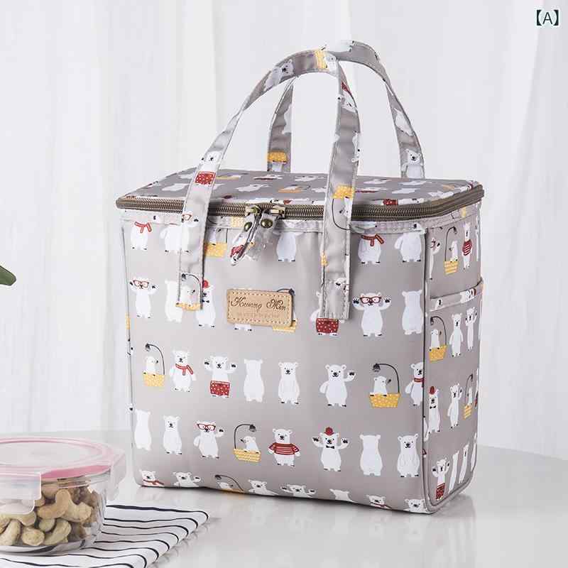 ランチバッグ 保温 防水 手提 折りたたみ 帆布 キャンバス ピクニック 弁当箱 ポータブル かわいい 動物柄 ピンク ブルー グリーン ブラック アイボリー 接触冷感 軽量 通勤 普段使い アウトドア 女性用