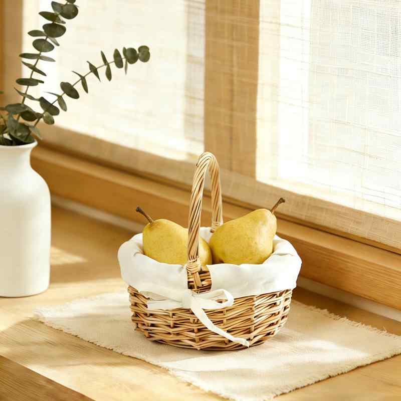柳編 ミニ 手提げ バスケット 子供用 収納 果物野菜 野餐 編み バスケット かわいい 田園風 自然素材 軽量 日常使い 通年