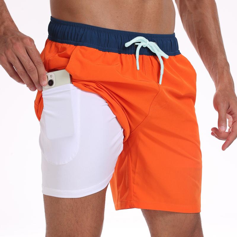 メンズ ビーチパンツ ショートパンツ 夏用 薄手 ポリエステル 4方向ストレッチ グラデーションカラー プリント柄 直筒 軽量 速乾 ビーチウェア 海水浴 レジャー サーフィン アクティブ マルチカラー ブルー系 オレンジ系 グリーン系 パープル系 グレ