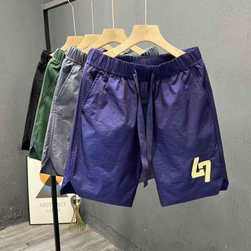 メンズ ショーツ 夏 スポーツ ショートパンツ 5分丈 ゆったり 膝丈 薄手 ビーチパンツ ポリエステル 吸湿速乾 微弾性 直筒 ブラック ブルー パープル グリーン 韓風 カジュアル 普段使い アウトドア 軽量 通気性