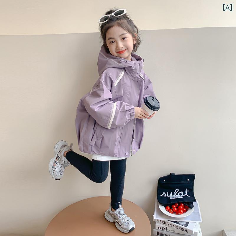 キッズ 女の子 秋冬 ジャケット 防風 フード付き 長袖 紫色 短丈 コットン ポリエステル 柔らか素材 韓国風 かわいい プリンセス デザイン スポーツ スタイル 通学 普段使い 軽量 吸湿速乾 伸縮性 3歳から8歳 100cmから150cm