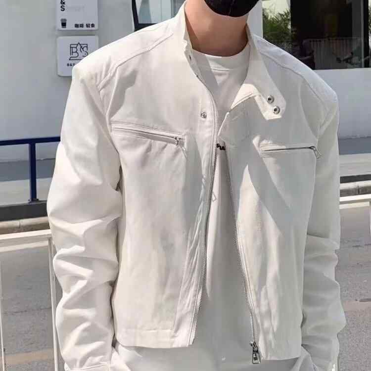 メンズ 春夏 秋冬 ジャケット コート トップス 男性用 青少年向け 韓国風 港風 日系 原宿スタイル ストリートファッション トレンド ルーズフィット 痞? スタンドカラー ジップアップ ノーハット ミディアム厚 ソリッドカラー コットン混紡 ポリエス